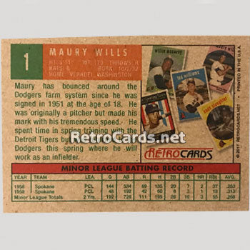 Maury Wills RetroCards Set