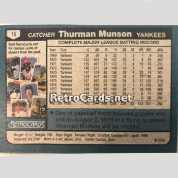 1980T New York Yankees RetroCards Set
