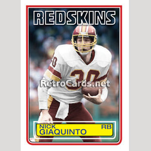 1983T Nick Giaquinto Washington Redskins