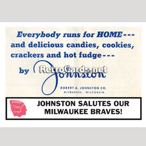 1953J Johnston Cookies Milwaukee Braves