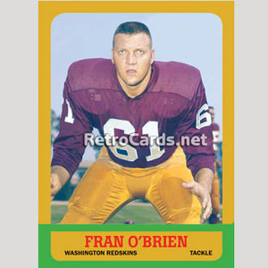 1963T Fran O'Brien Washington Redskins