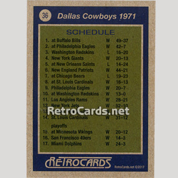 1972T Dallas Cowboys Team back