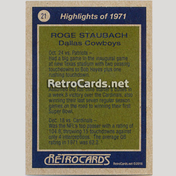 1972T Roger Staubach back