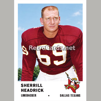 1961F Sherrill Headrick Dallas Texans