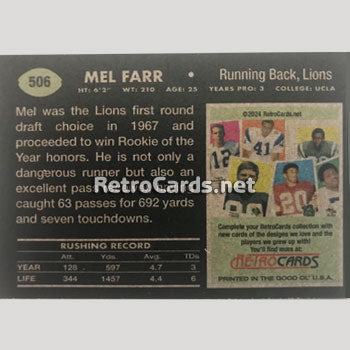 1969T Detroit Lions RetroCards Set
