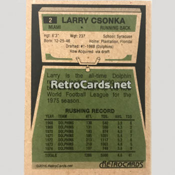 1975T Miami Dolphins RetroCards Set