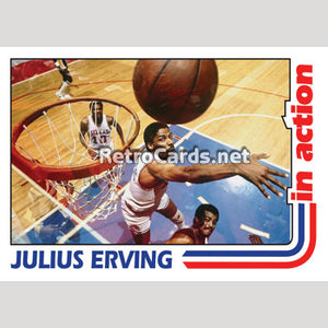 1982-83T Julius Irving In Action Philadelphia 76ers