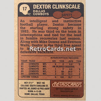 1985T Dallas Cowboys RetroCards Set