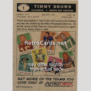 Timmy Brown Green Bay Packers 1959, Philadelphia Eagles 1960-67