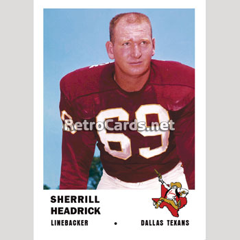 : 1962 Fleer # 29 Sherrill Headrick Dallas Texans