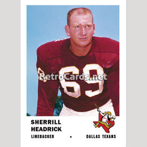 1961F Sherrill Headrick Dallas Texans
