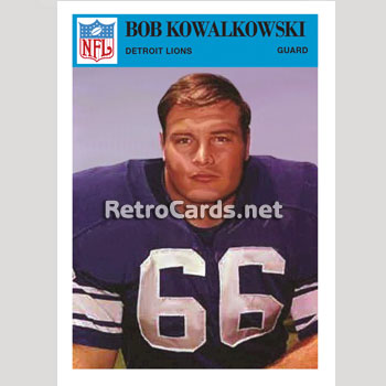 1966P Bob Kowalkowski Detroit Lions – RetroCards