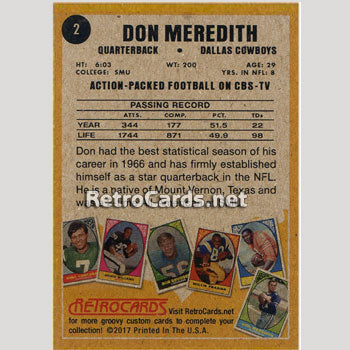 1964T Don Meredith Dallas Cowboys – RetroCards