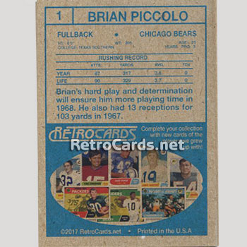 1966P Brian Piccolo Chicago Bears – RetroCards