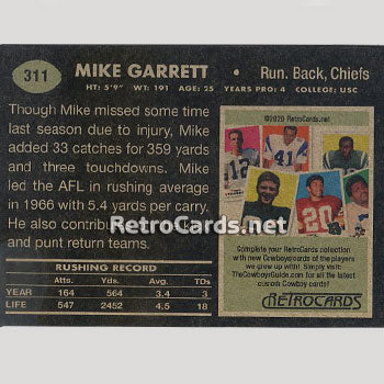 1967T Mike Garrett Kansas City Chiefs – RetroCards