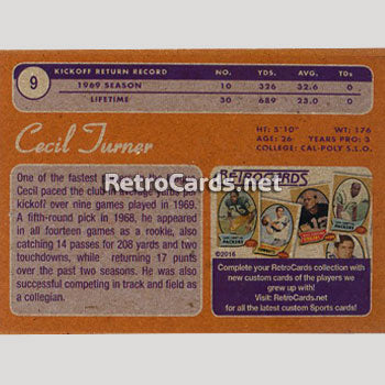 1969T Chicago Bears RetroCards Set