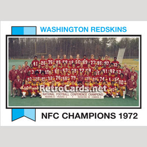 1973T Team Card Washington Redskins