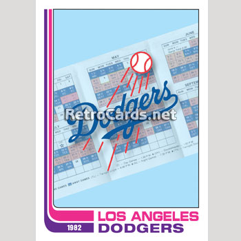 1982T-Checklist-Los-Angeles-Dodgers