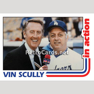 1982T Vin Scully Action Los Angeles Dodgers
